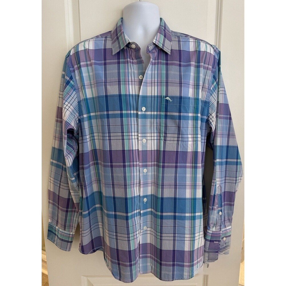 Tommy Bahama Sarasota Men's Long Sleeve Shirt Stretch, Pink/Purple, Size L